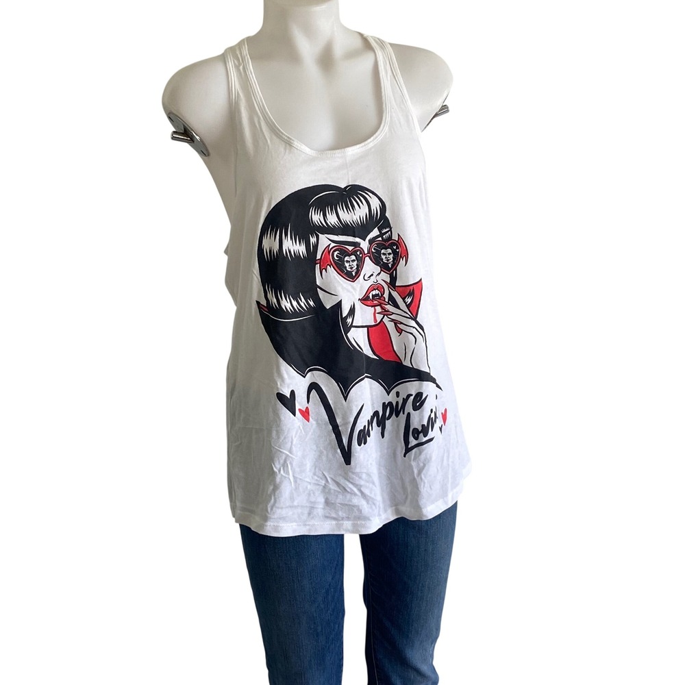 Halloween Shirt Company Vampire Lovin Graphic Racerback Tank Top White 2X